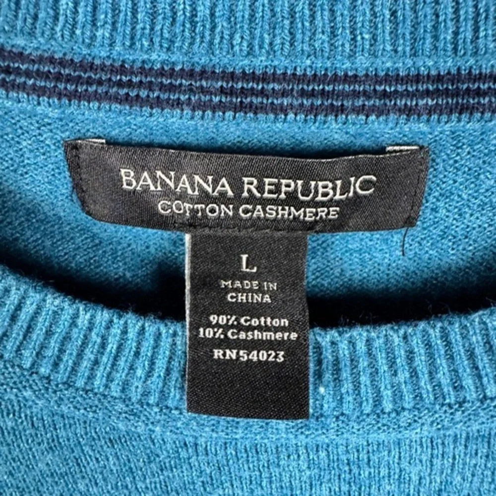 Banana Republic Sweater Men's‎ L Cotton Cashmere Pullover Crew Neck Blue